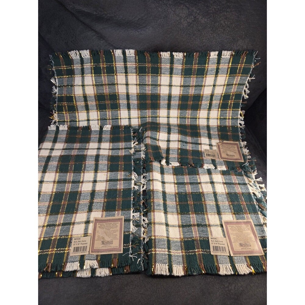 Mixed Placemat Lot of 11 Red Green Plaid Blue White Blush Round Rectangular Set